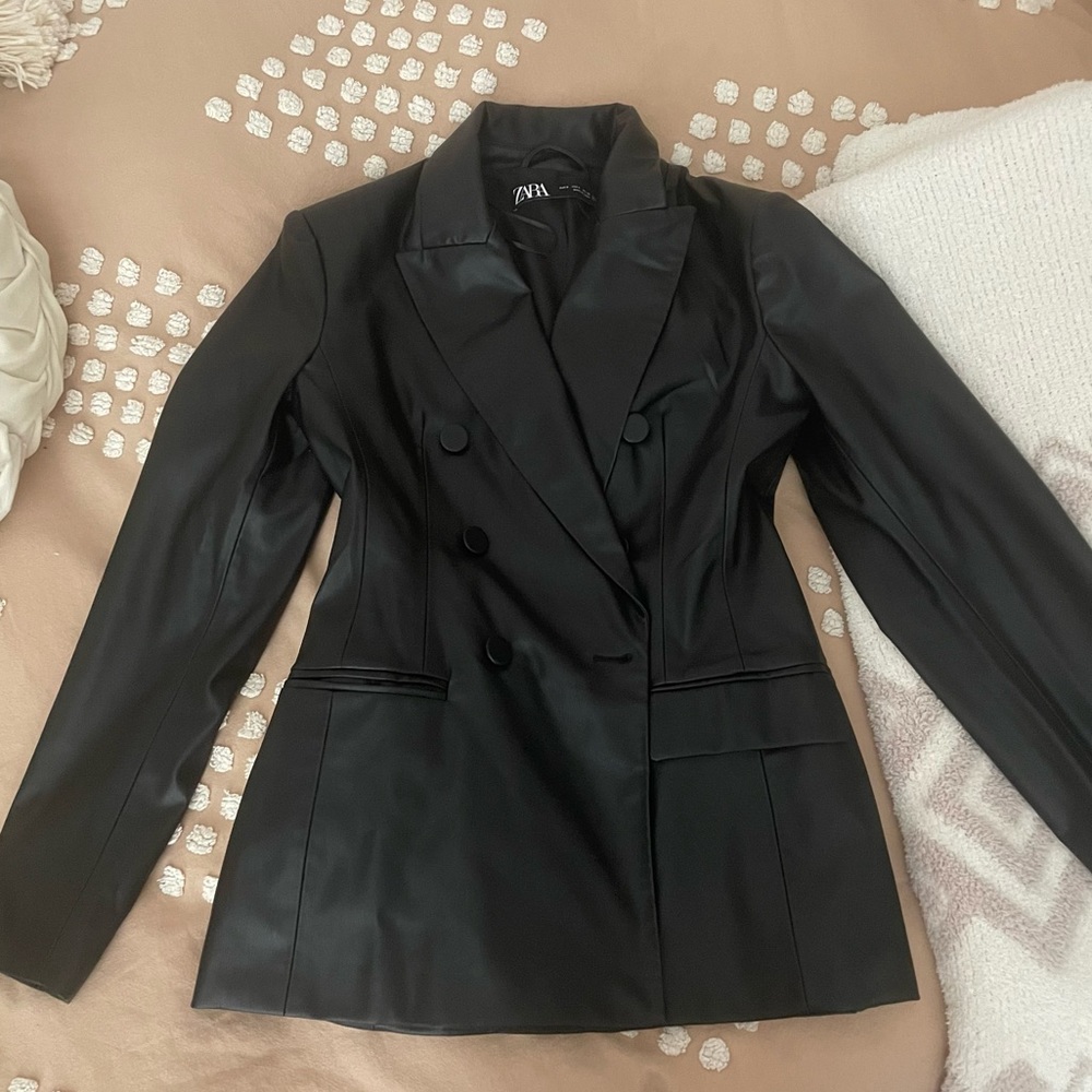 Zara Faux Leather Blazer
